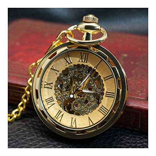 Preisvergleich Produktbild Pocket watch Herren Kette Taschenuhr - Classic Retro Anhänger Steampunk Rad Personality mechanische Uhr-Männer und Frauen-Uhr-Hohl No Cover Roman Hanging Tabelle QD (Color : K)