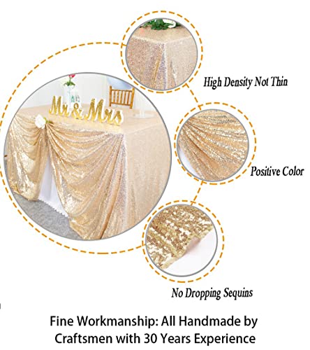 Sequin Tablecloth 90X132-Inch Light Gold Rectangle Table Cloth Glitter Table Cover Champagne Gold Tablecloth Decorative Table Overlay Sparkle Holiday Table Linen For Wedding Party Dessert Decoration #TOP2
