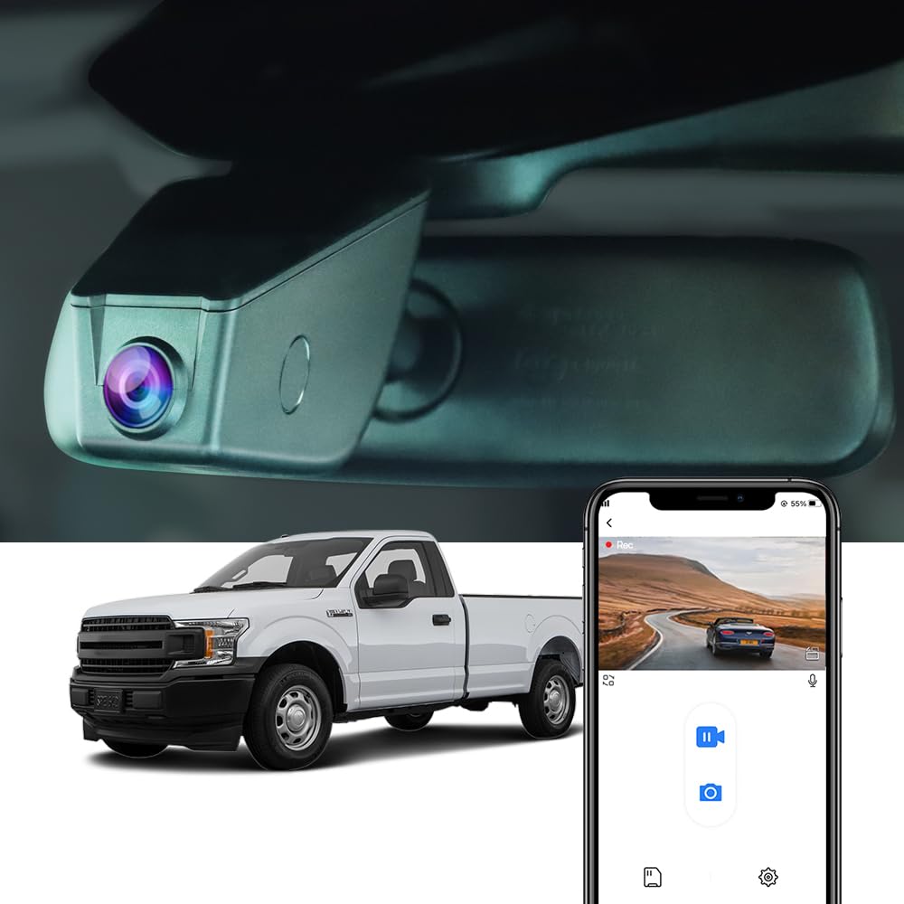 Fitcamx 4K Dash Cam Suitable for Ford F150 2013-2020 XL XLT Limited Lariat Platinum Raptor King Ranch Tremor (with 3M Tape), OEM Style, UHD 2160P Video WiFi, Loop Recording, G-Sensor, 64GB Card