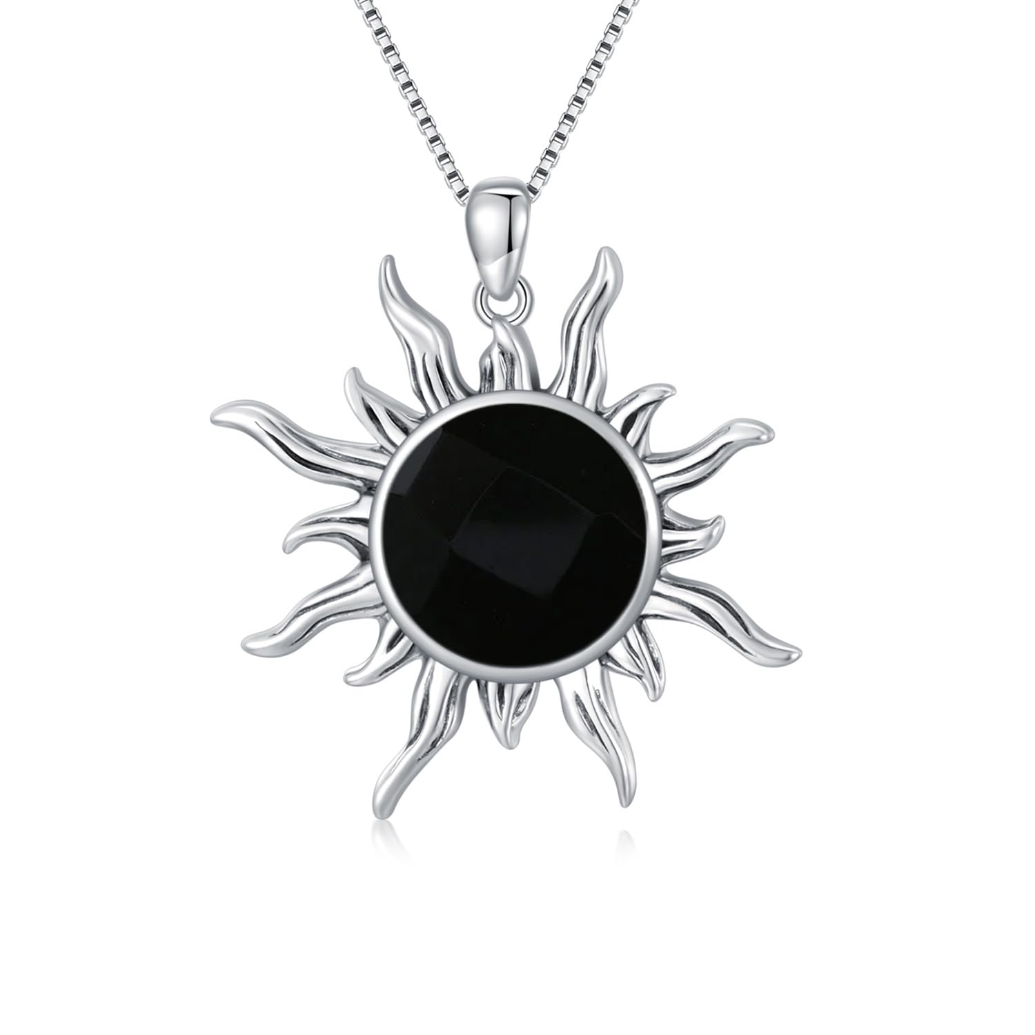 Sun Turquoise Pendant Necklace, 925 Sterling Silver Genuine Gemstones Western Jewelry Gift for Women