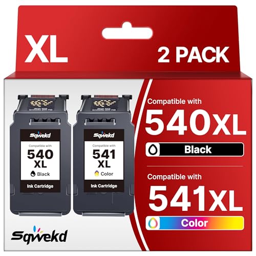 Sqwekd PG-540XL CL-541XL Cartucce d'inchiostro Sostituzione per Cartucce Canon 540 541 XL per Canon Pixma MG3650s TS5150 MG3600 MX395 MX475 MG3650 TS5151 MG2250 MX455 MX535(Nero e Colore)