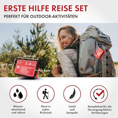 WALSER Premium Mini Erste Hilfe Set 2026, wasserfestes Notfall-Set Outdoor/Camping/Fahrrad, 31-teiliges Reiseapotheke Set, kompaktes Erste Hilfe Set Outdoor, Mini Verbandskasten 2026, First Aid Kit
