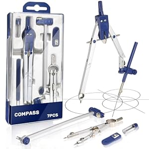 Compass for Geometry Large, Professional Drawing Compass Metal Drafting Compass Kit with Extension Bar,Metal Compass…