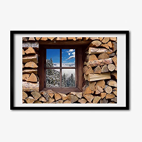 Photo affiche cadre en bois 60x40 cm et tableau moderne de paysage pour décoration murale