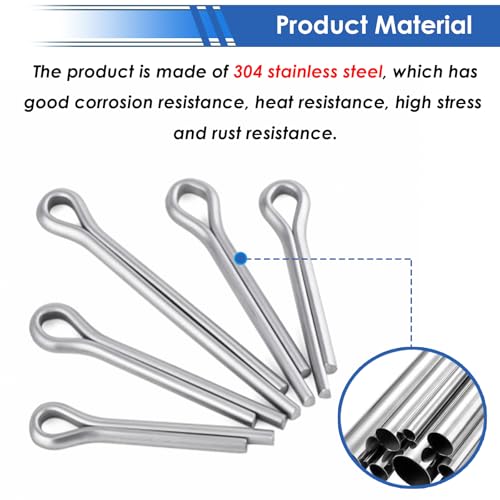 Image of 230Pcs Cotter Pins 12-Sizes 304 Stainless Steel Cotter Pins Assortment Kit Used for Hitch Lock System, Trucks, Engine Repair