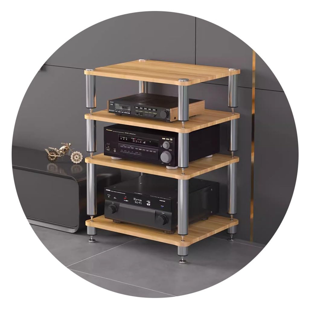 Étagère HiFi 4 niveaux en bois meuble TV et support audio 49cm