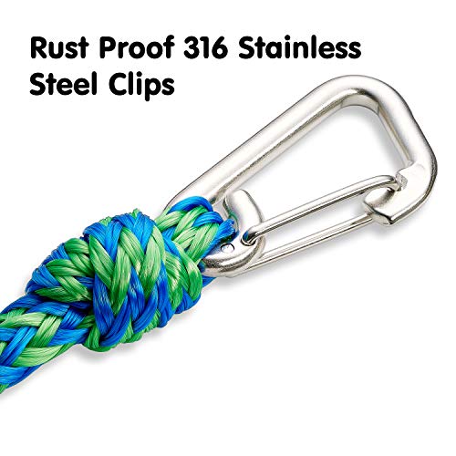 Premium PWC Dock Lines | 2-Pack Heavy Duty Braided Ropes, 3/4’’ x 7ft & 14ft Lengths, with 316 Stainless Steel Clip by Skog Å Kust - image 3