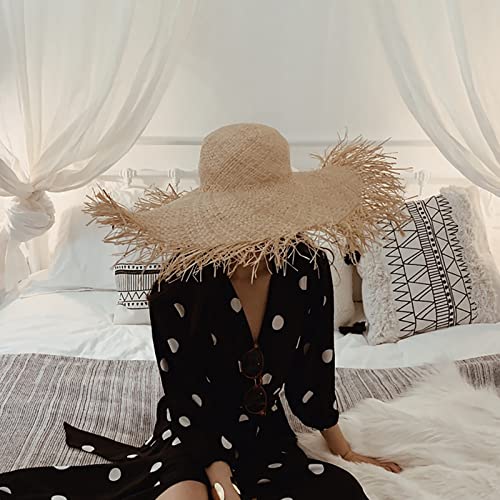 Womens-Beach-Sun-Straw-Hat-Summer-UV-Sun-Hat-Wide-Brim-Fringe-Beach-Hat-Boho-Floppy-Hat-Fishing-Cap