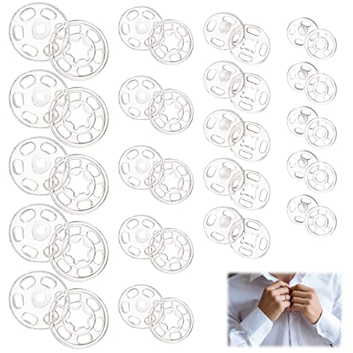 100 Paare Druckknöpfe zum Aufnähen Kunststoff Knöpfe Transparente Druckknopf Set, Druckknöpfe Schwarz Snap Nähzubehör für DIY Kleidung Knöpfe, 7 mm, 12 mm, 15 mm, 21 mm Cover