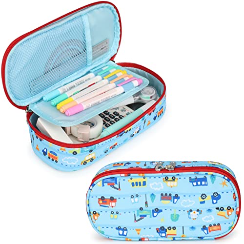 Image of Cambond Cute Pencil Case for Boys - Big Capacity Pencil Case for Kids, Large Storage Pencil Pouch for School, Pencil Cases Only, Blue Cars