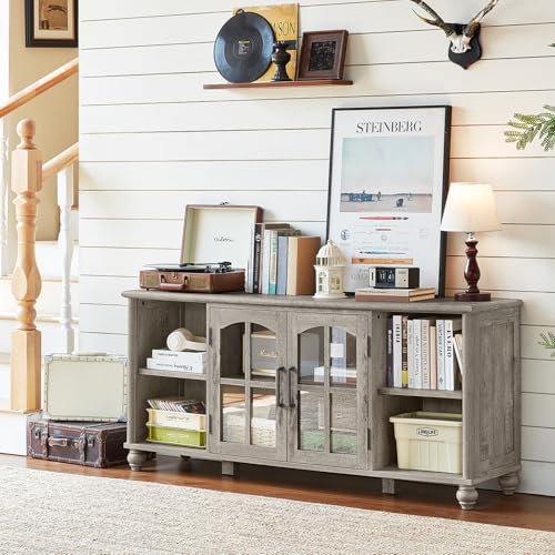 Image of RWYHG Farmhouse TV Stand for 60 in TV, Entertainment Center for Living Room