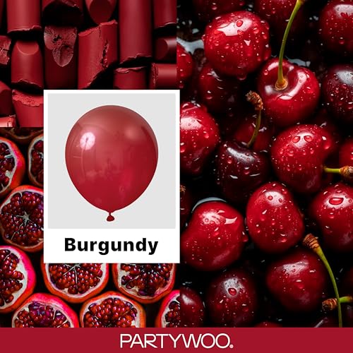 Image of PartyWoo Burgundy Balloons 140 pcs Different Sizes of 18 12 10 5 Inch Dark Chestnut Red Maroon Balloon Arch Kit Garland for Birthday Graduation Anniversary Cherry Casino Party Decorations Red-Y62