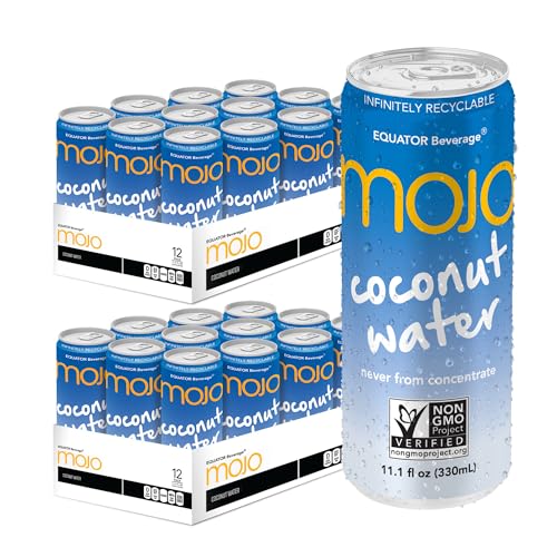 MOJO Coconut Water | Hydration Drink & Sports Drink | Electrolytes Beverage 1043 mg | Vitamin B & C | Hydration Drink for Skin & Body | 11.1 Oz (Pack Of 24)