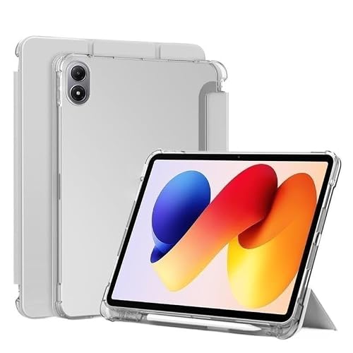 �X�}�[�g�X�^���h�^�u���b�g�P�[�X �Ή�Redmi Pad2 Pro/Poco Pad M1 12.1 �C���` 2025 �p | PU �O�܂�J�o�[�ϏՌ����N���A�o�b�N���M�z���_�[�t��(GRAY,Poco Pad M1 12.1)