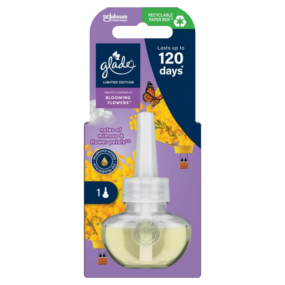 Glade Plug in Air Freshener Refill, Electric Scented Oil Room Air Freshener, Blooming Flowers, 20ml