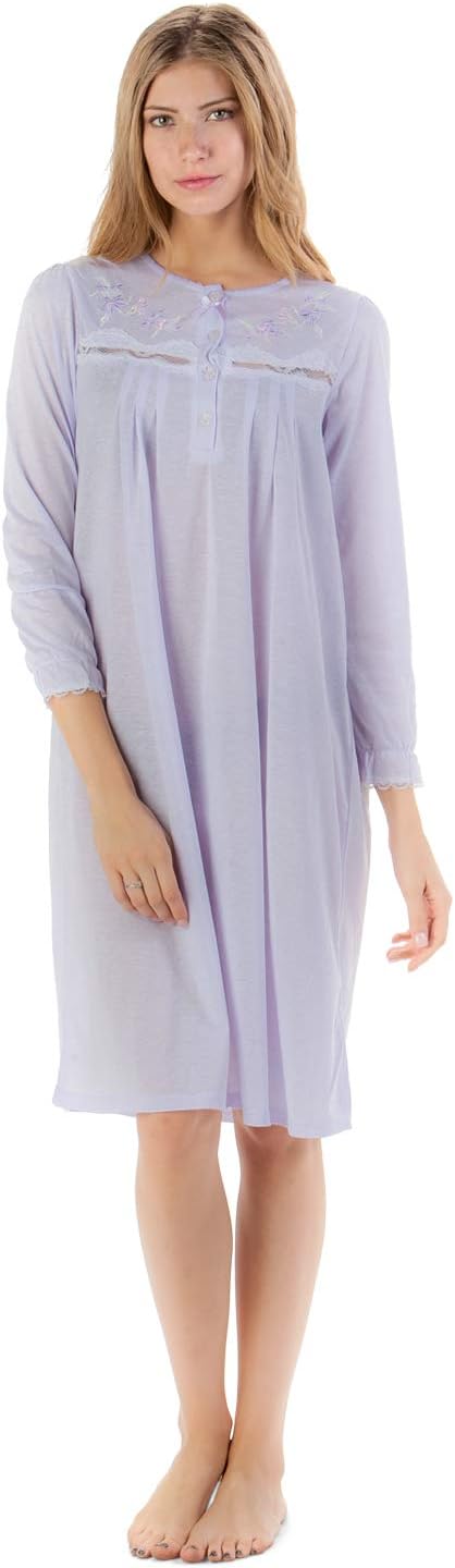 Casual Nights Women's Elegant Nightgown Long Sleeve Sleepwear Night Gown For Mom
