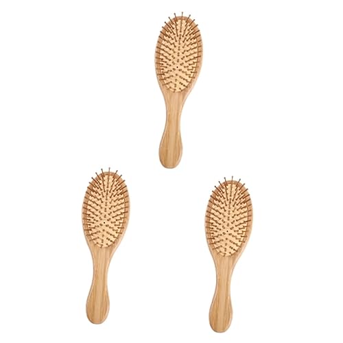 Peine de bambú para el cabello, 3 piezas, peines de barba, cepillo de cerdas de madera, peine de bambú natural, cepillo masajeador para cuero