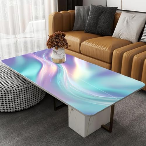 Image of Holographic Desktop Sticker 39.37x23.62In, Iridescent Wave Desk Decal, Easy Clean Table Surface Sticker, Aesthetic Futuristic Home Office Decor