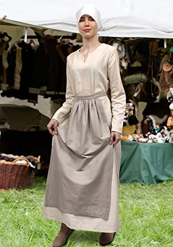 Kuoin Medieval Cosplay Half Apron, Vintage Linen Waist Apron(Grey) #TOP4