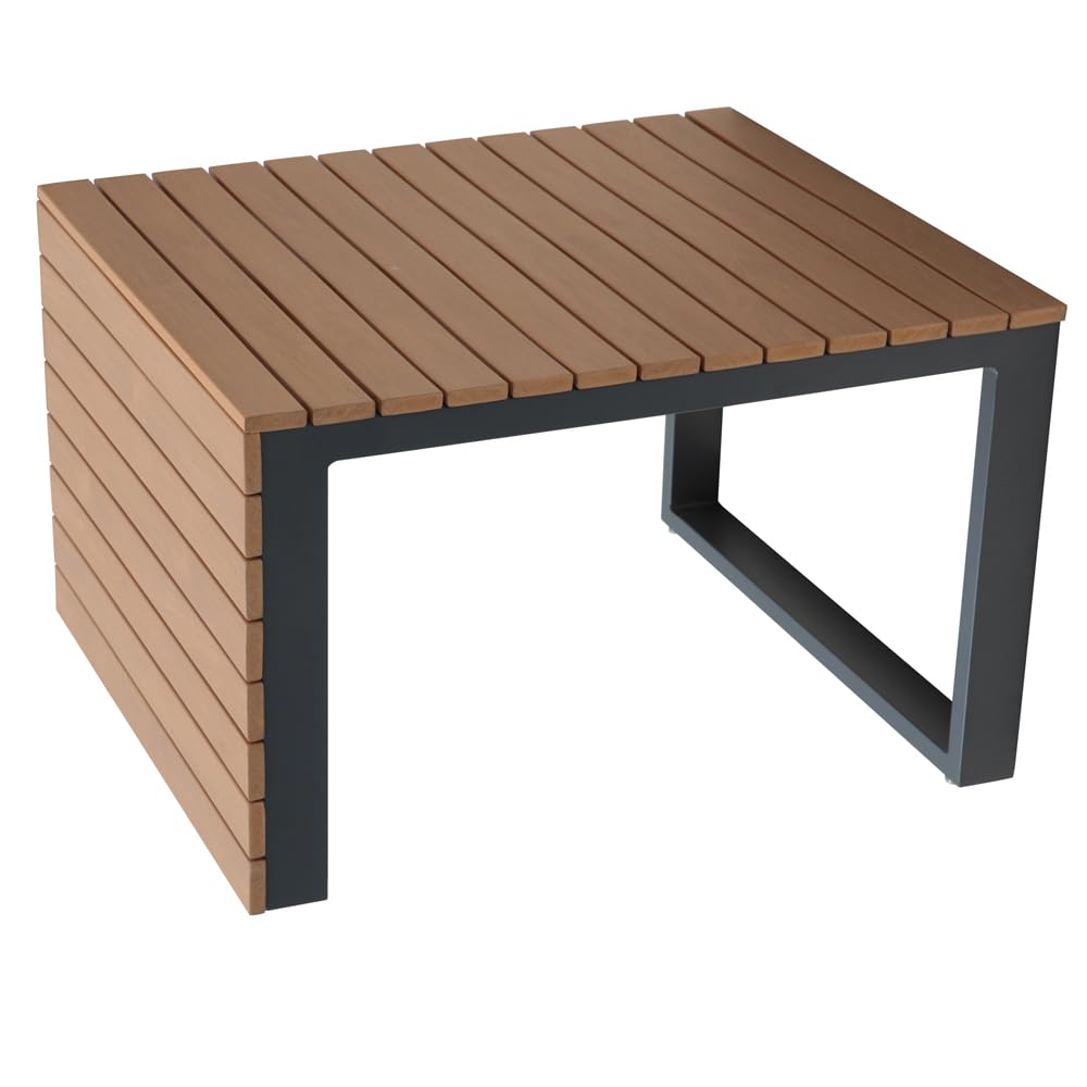 MOMMA HOME Conjunto Muebles de Jardín Rinconera Aluminio y Madera sintética, Terraza y Exterior, Set de Aluminio, Cojines, Mesa, 2 Sofá 2 plazas + rinconera + Mesita Auxiliar (Gray)