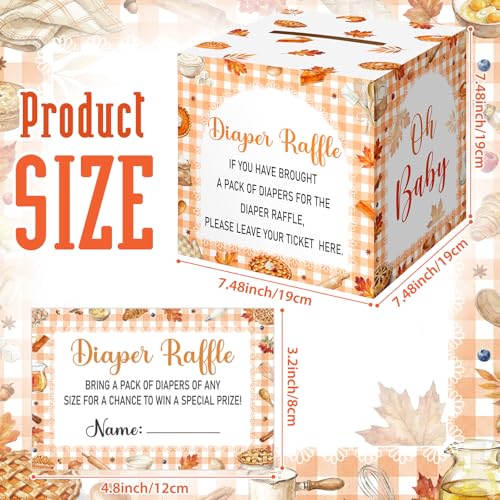 Image of Teling 51 Pieces Diaper Raffle Tickets with Card Box,Little Cutie Pie