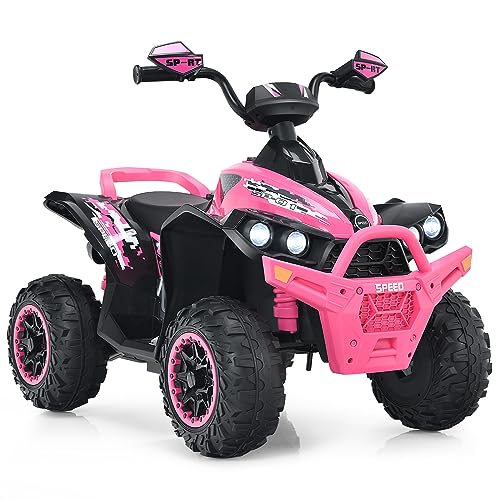 DREAMADE Quad Électrique Enfants 3-8Ans avec Vitesse Réglable,Voiture à Batterie 12V Multifonctions avec Marche Avant et Arrière,Lumières...