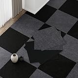 タイルカーペット 50x50cm 50枚セット フロアマット タイルマット 吸着式 防音 撥水 滑り止め 洗える 床暖房対応 カット自由 ペットや子供部屋・賃貸にも最適（ダークグレー&ブラック）