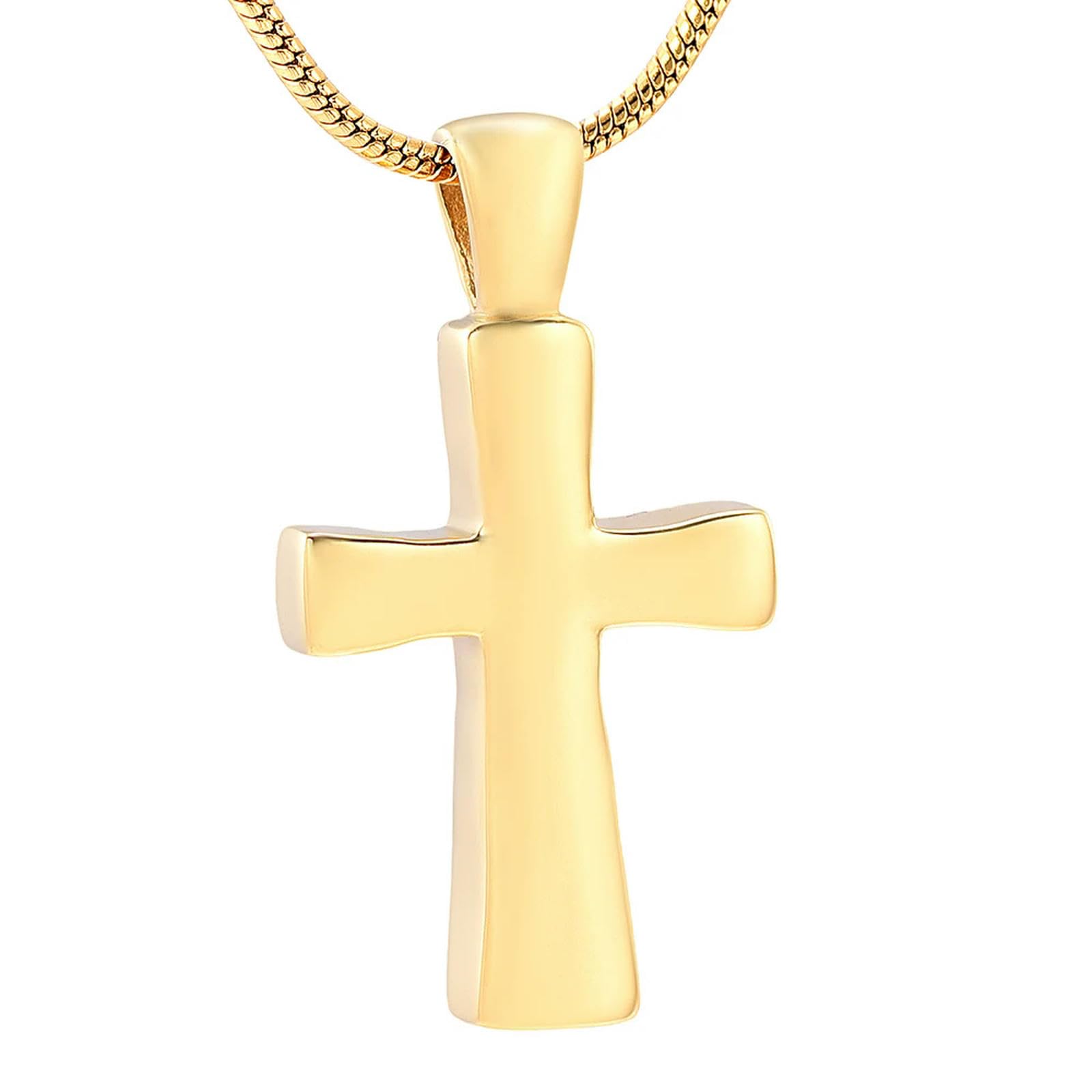 Bijou de crémation en acier inoxydable doré pendentif croix homme