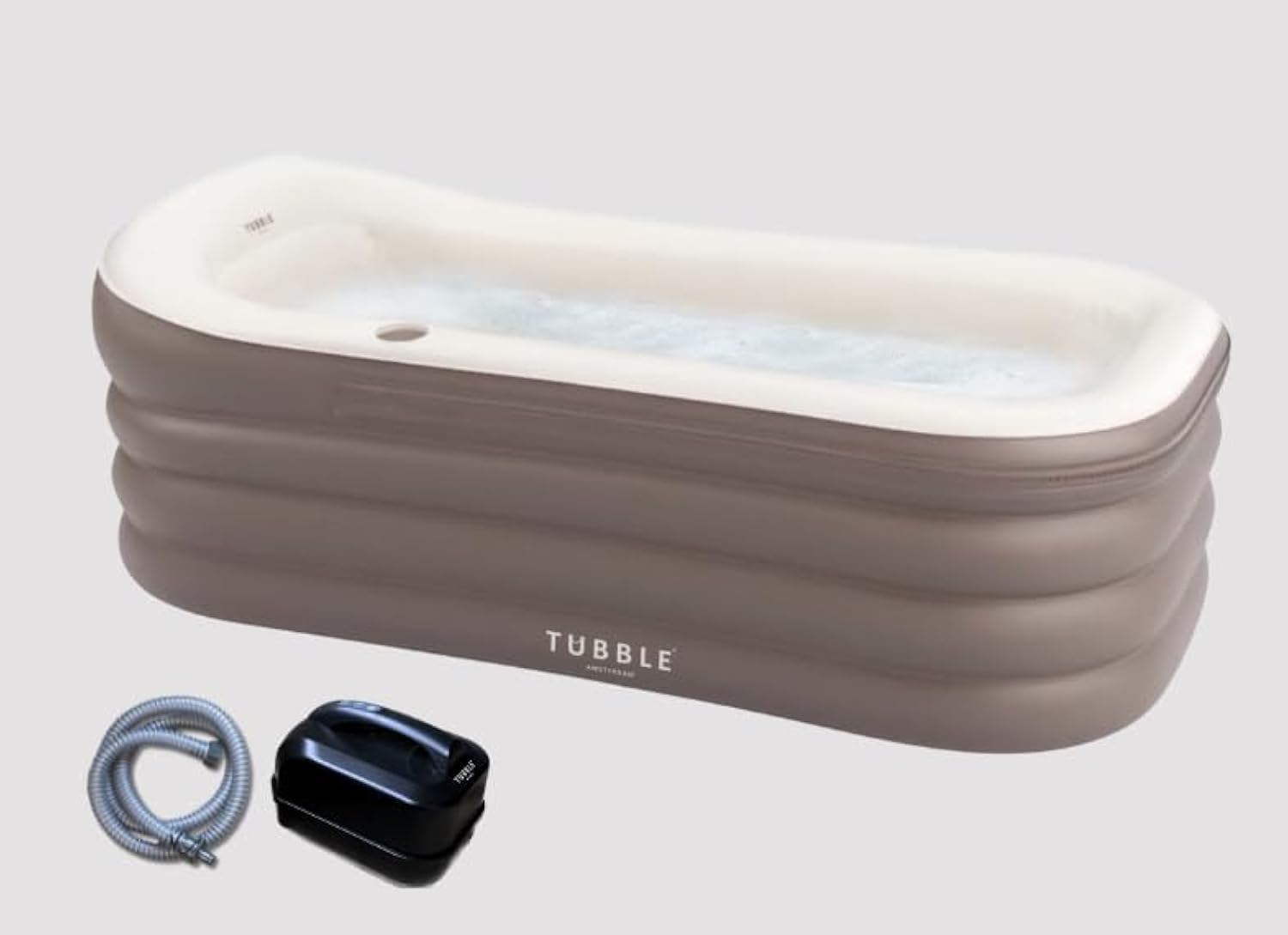 Tubble® Cuzi Vasca Idromassaggio Gonfiabile 255L Ambient Taupe - Spa Pieghevole per Adulti, Uso Interno ed Esterno, Utilizzo Tutto l’Anno, Massaggio a Bolle Relax