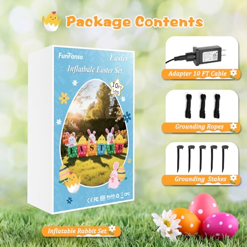 Lapin gonflable de Pâques de 3 m Funfanso : décoration d'extérieur