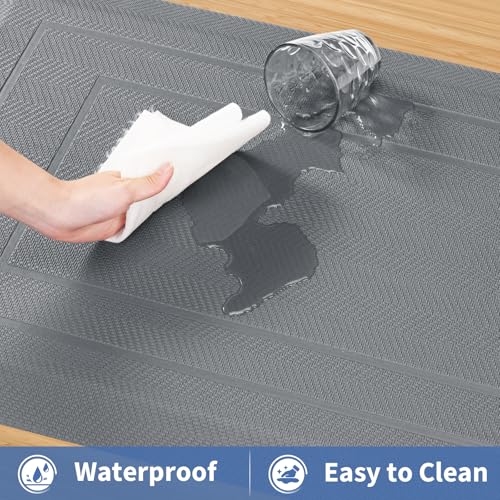 Image of UKISS 9 /10 inch inch Extra Thick Cushioned Anti Fatigue Kitchen Mat, Waterproof High Density Foam Standing Desk Mat, Non-Slip Ergonomic Comfort Mat for Kitchen, Office,Workstation (Grey, 20 inch X 32 inch)