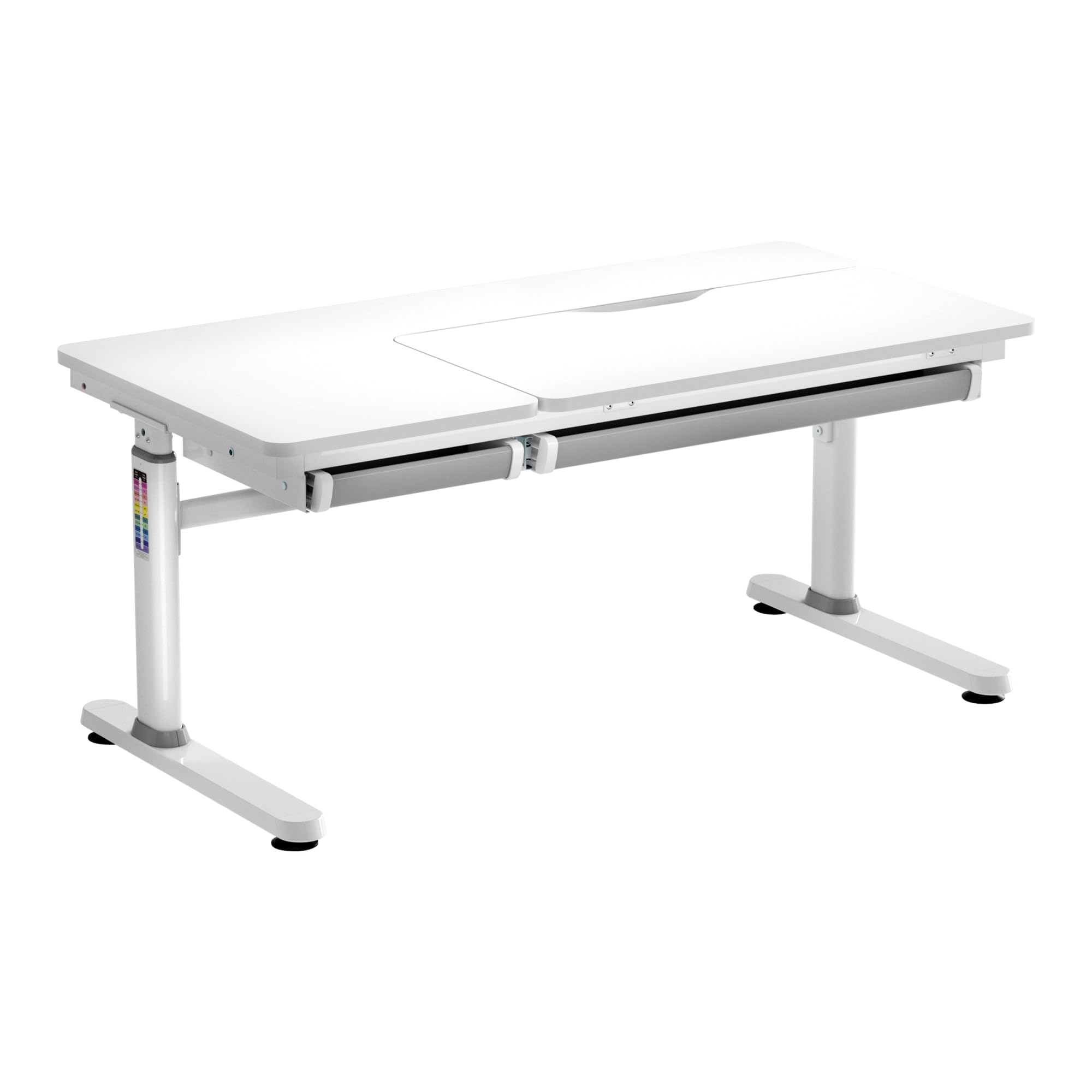 [en.casa] Schreibtisch Kinder Sauda Kinderschreibtisch höhenverstellbar 120 x 60 cm Schülerschreibtisch mit neigbarer Tischplatte und 2 Schubladen Grau/Weiß