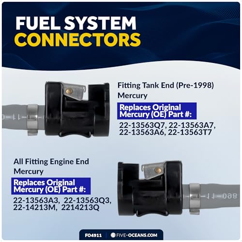 Image of Five Oceans Marine Boat Fuel Line Kit Compatible with Mercury 3 /8-Inch x 6-Foot, EPA /CARB Approved, Leakproof Outboard Fuel Line for All Mercury Engine End & Tank End Male Fitting (Pre-1998) - FO4911