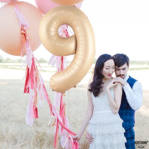 Image of KatchOn Giant Caramel Number 9 Balloon - 40 Inch | 1 Count | Caramel 9 Balloon | 9 Birthday Balloon Decorations