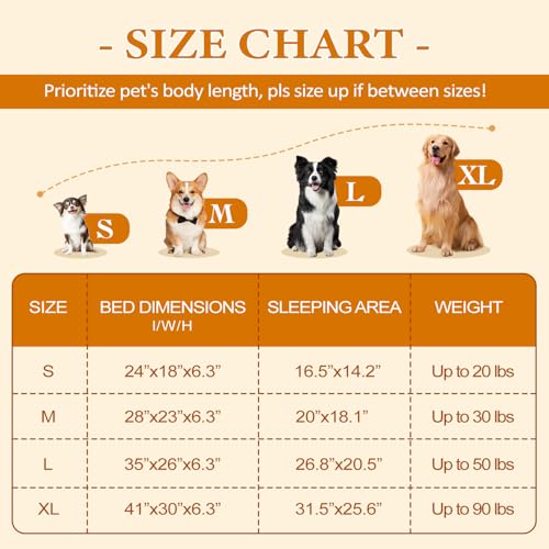 PAWZ Road Großes Hundebett, waschbar, orthopädisch mit abnehmbarem Flanellbezug und Reißverschluss, Hundesofa für große Hunde, 2-lagiges wasserdichtes Hundebett Khaki, 89x63x16cm