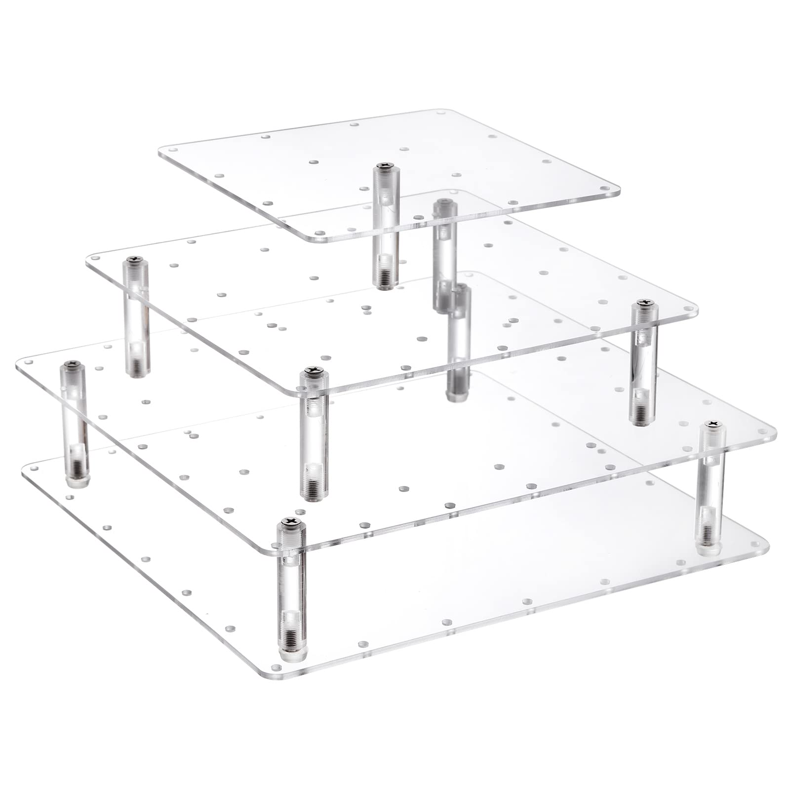 Frcctre 3-stöckiger Acryl-Cake-Pop-Display-Ständer, 56 Löcher, transparentes Acryl-Lutscher-Halter, quadratischer Cupcake-Dessert-Süßigkeiten-Halter für Hochzeit, Babyparty, Partys, Jubiläen