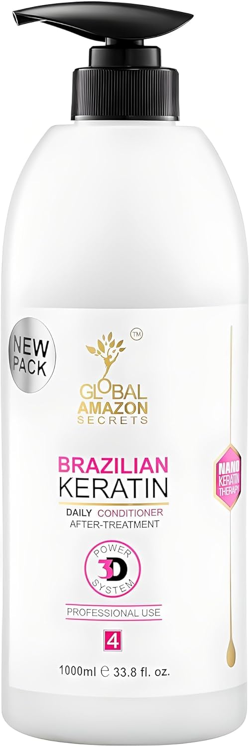 Global Amazon Secrets Brazilian Keratin Natural Conditioner For All Hair Types 1000Ml | Sulphate Free | For Dry And Damaged Hairs, 1 Count