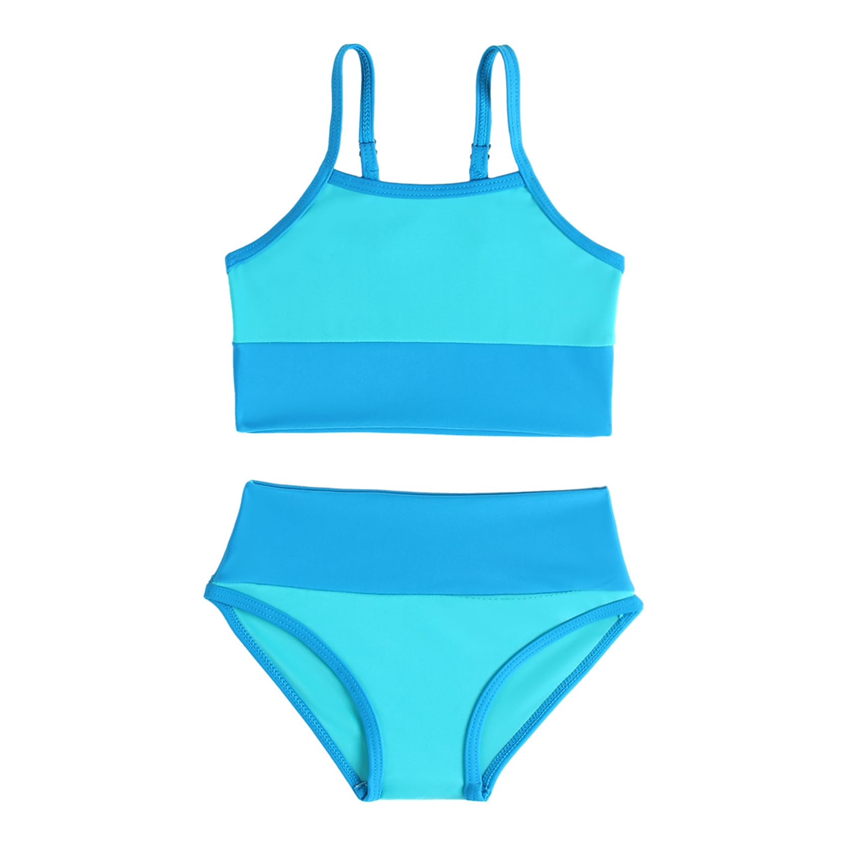 Little Girl Swimsuit Casual Swimwear Kids Two Piece Color Block Bathing Suits Beach Bikini Set 3-12Years