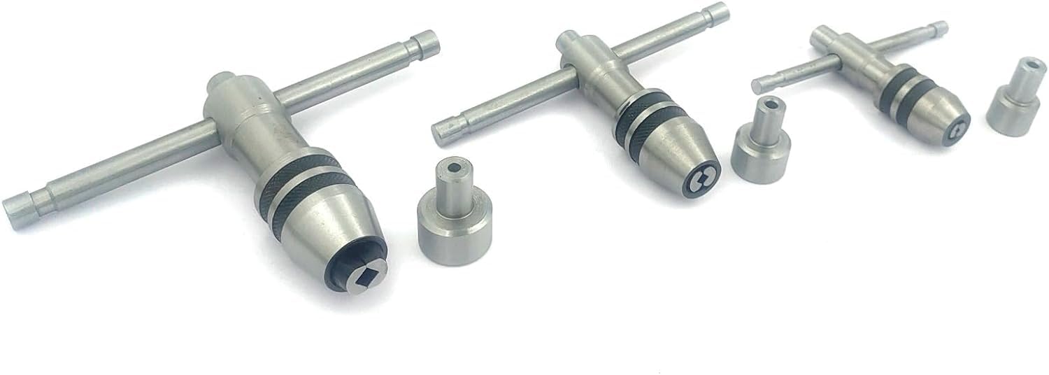 AD INTERNATIONALPrecision Guiding Tap 3 Pcs Set Wrenches with Freely Spinnable Cap -Design with Accurate Runout Control