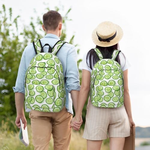 Travel Backpack for Women Men - 20L Bright Cucumber Slices Print Canvas Simple Modern Backpack Bag for Hiking4