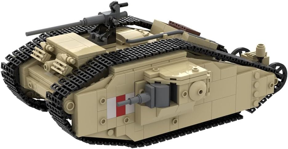 Mark-II Tank Military Building Blocks Set, WWI British Battle Replica, Premium Collectible Model for Desk Display, Historical Military Gift for Enthusiasts & Hobbyists (Khaki/748PCS)