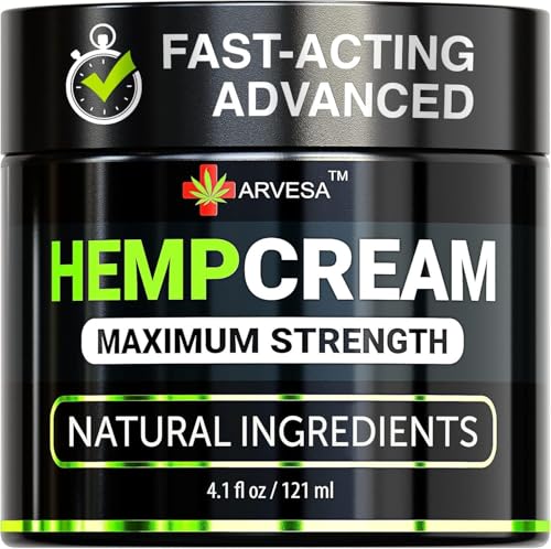 Hemp Cream - Maximum Strength Lotion - Gel with Arnica, Glucosamine, MSM, Menthol, Aloe Vera, Hemp Oil, Turmeric - Fast Absorption, Long-Lasting, Non-Greasy, Pleasant Scent, Lightweight - 4 oz