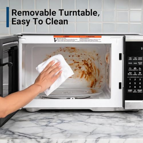 Image of 0.9 Cu Ft Countertop Microwave Oven, 900W Microwave with 10 Power Levels, 6 Auto Menus, Practical Microwave Oven Suitable for Kitchens, Apartments, and Offices