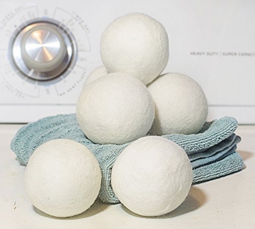 Dryer Balls Organic Wool Reusable Natural Fabric Softener Ball, XL (6 Pack)