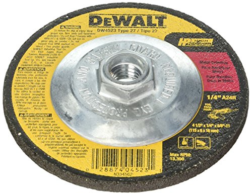 Dewalt DW4523 20 Pack 4-1/2-Inch by 1/4-Inch by 5/8-Inch General Purpose Metal Grinding Wheel