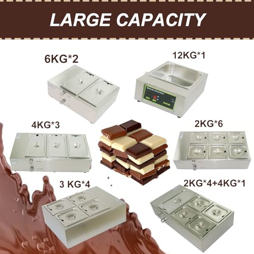 Máquina para derretir chocolate con dos tanques y control digital miniatura 3