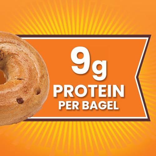 Thomas\' Cinnamon Swirl Bagels, 6 count, (3.0 oz each), 9g Protein, Kosher Cinnamon Bagels, 18 oz Bag