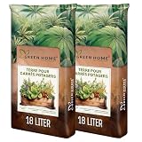 Green Home Terreau Carré Potager 36L   avec Perlite, Fibres Coco, Humus ecorce & Tourbe Blonde   Terre prete pour legumes, Herbes aromatiques et bac sureleve