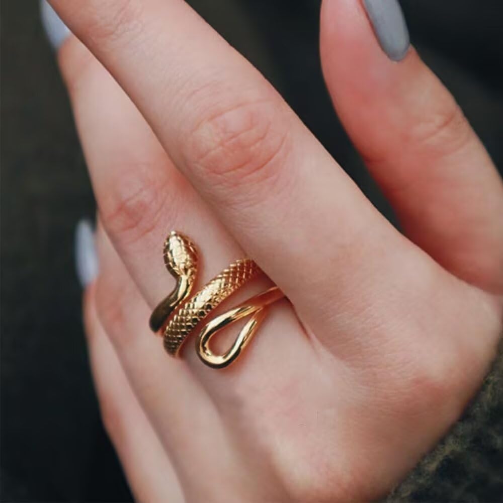 Star & Pixie Dust 18K Gold Plated Snake Ring for Women – Adjustable Serpent Wrap Ring, Hypoallergenic Stainless Steel, Bold Statement Gift for Her - Image 2