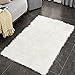 Sheepskin Area Rug Supersoft Fluffy Rectangle Sheepskin Rug Shaggy Rug Floor Mat Carpet Decoration (3 ft x 5 ft, White)